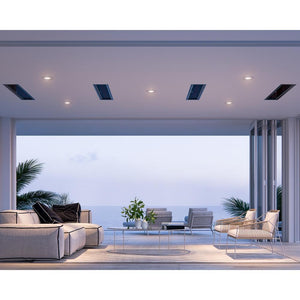 Bromic Platinum Smart-Heat Electric Patio Heaters Flush Mounted in Patio - close-up view