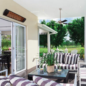 Eurofase 39-Inch Dual Element Infrared Electric Heater with clover decor plate on patio