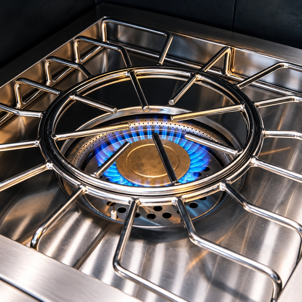 Radiant Blue Flame on Chrome Burner