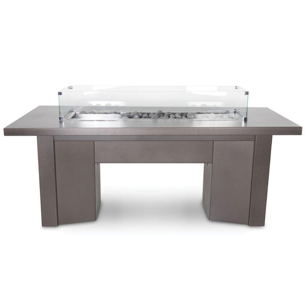Top Fires Alameda 72 Rectangular Steel Gas Fire Pit Table Java with Optional Windguard