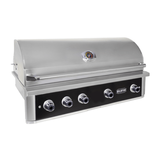 Wildfire Ranch PRO 42-Inch 4-Burner Built-In Gas Grill in Black Stainless Steel Angled View
