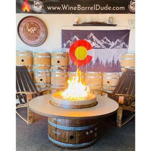 Wine Barrel Dude Coffee Table with Flames
