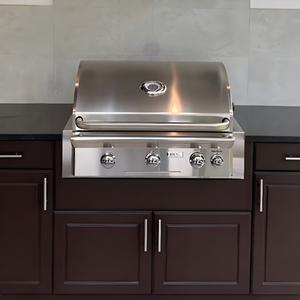 American Outdoor Grill L 30" Gas Grill with Backburner installed on a wood countertop