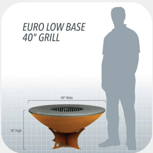 Arteflame 18-Inch Tall Low Euro Base Corten Steel Fire Pit dimensions