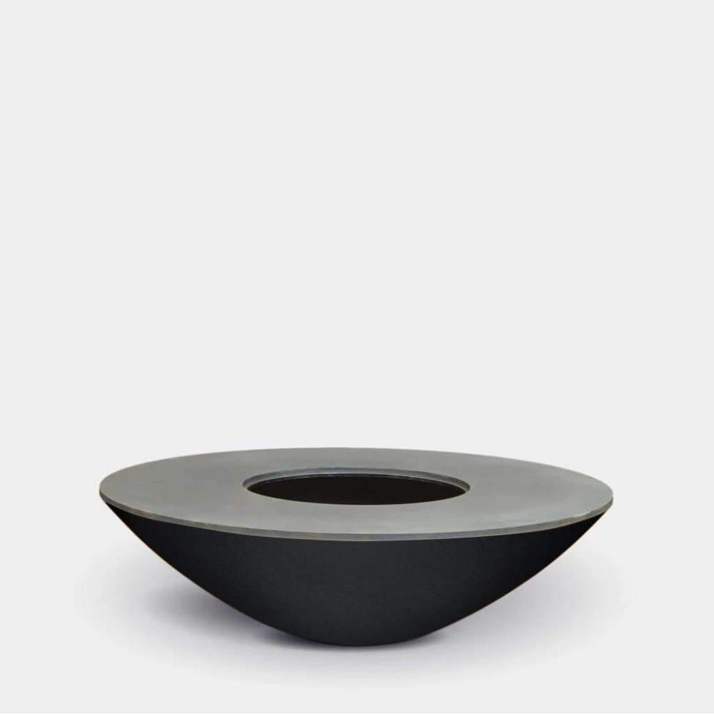 Arteflame Classic 11-inch Tall Corten Steel Fire Bowl with Cooktop in Matte Black