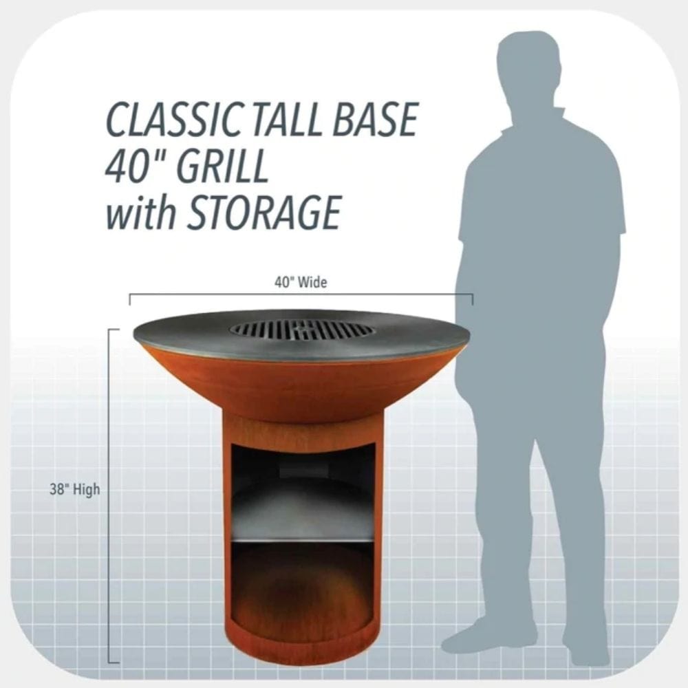 Arteflame Classic 38-Inch Tall Corten Steel Fire Pit dimensions