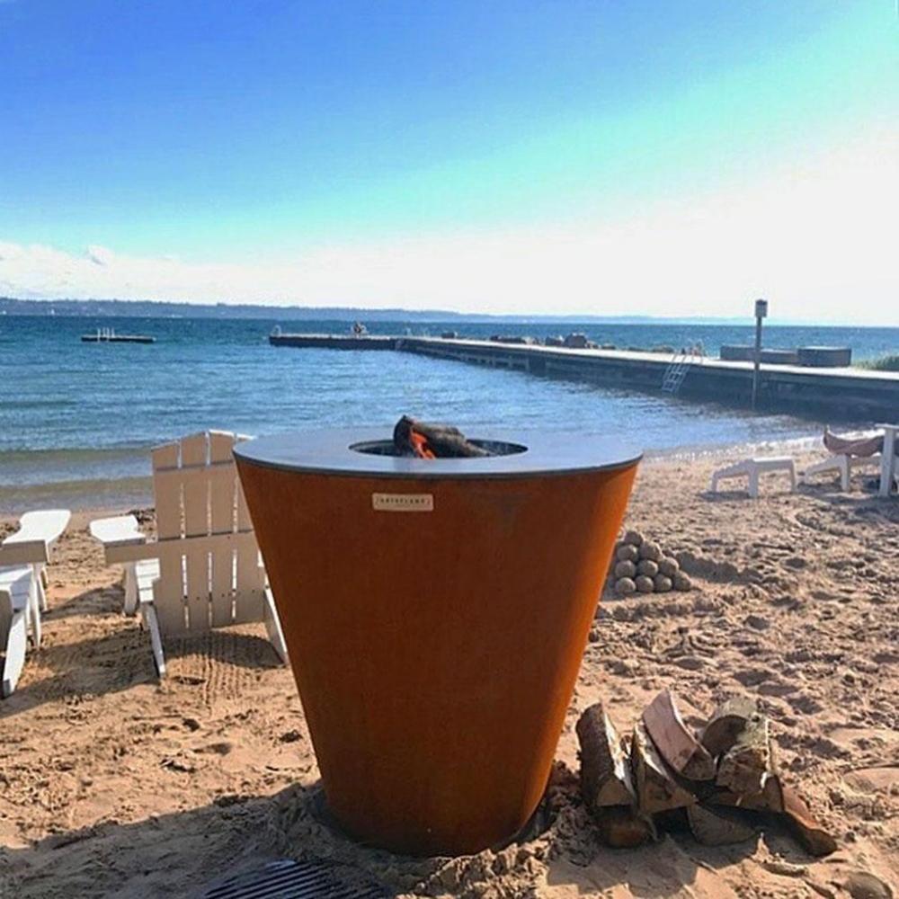 Arteflame One Series 30" Corten Steel Fire Pit with Cooktop