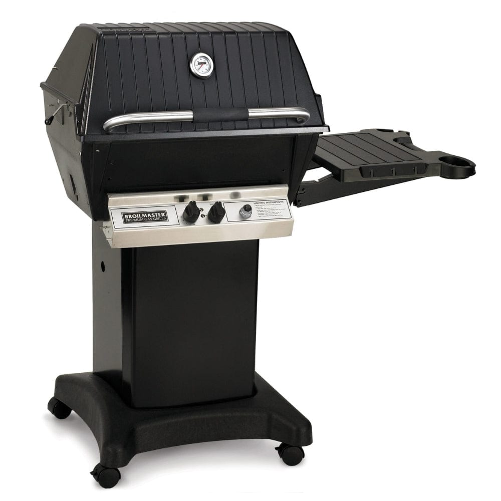 broilmaster p3x cast aluminum gas grill with black base and cart - angle view