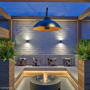 ecosmart fire ark gray fire pit table under a pergola