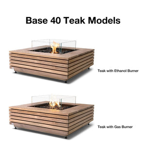 EcoSmart Fire Base 40-Inch Square Fire Pit Table with ethanol/gas burner