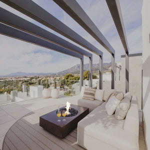 EcoSmart Fire Martini 50-Inch Rectangular Fire Pit Table at Private Residence