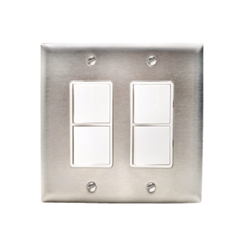 Innova Wall Plate Dual Duplex Switch in Stainless Steel - side view