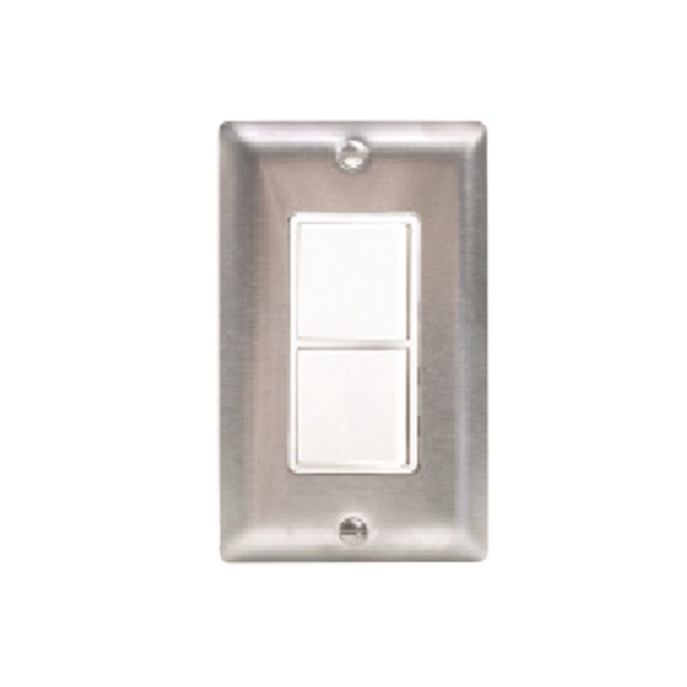 Innova Wall Plate Single Duplex Switch in Stainless Steel - lifestyle view
