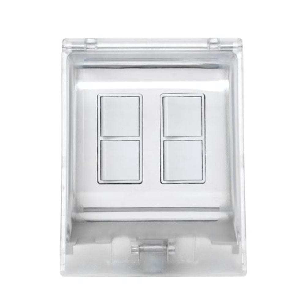 Innova Weatherproof Recessed Dual Switch in White - close-up view
