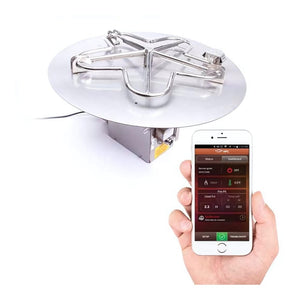 HPC Round Flat Standard Gas Fire Pit Insert with Hi/Lo Smart Electronic Ignition App