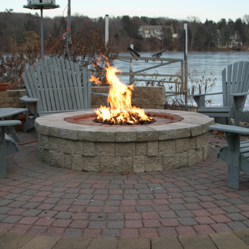 HPC Round Flat Torpedo Gas Fire Pit Insert with Hi/Lo Smart Electronic Ignition - side view
