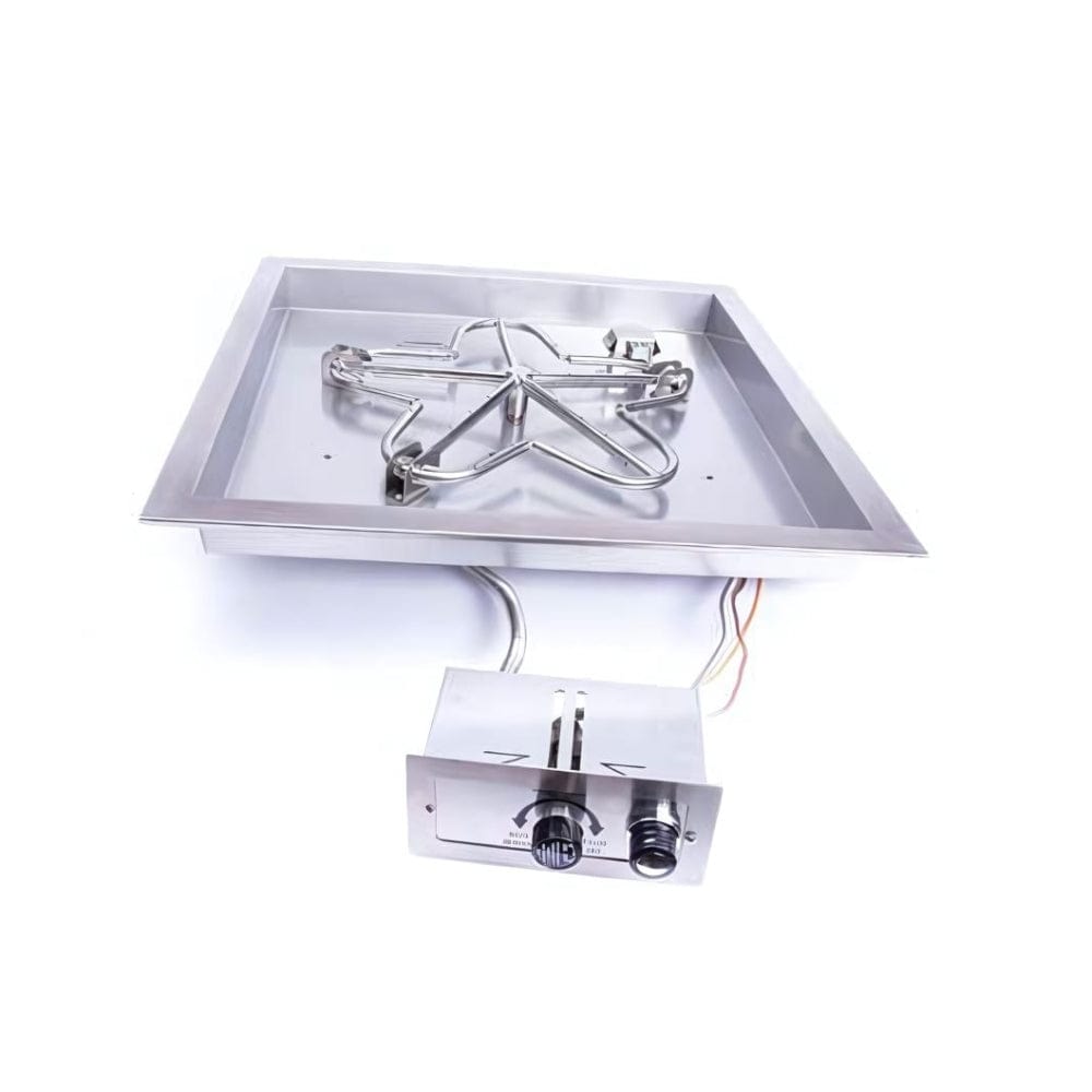 HPC Square Bowl Gas Fire Pit Insert with Push Button Ignition