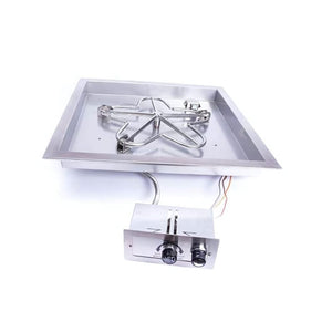 HPC Square Bowl Gas Fire Pit Insert with Push Button Ignition