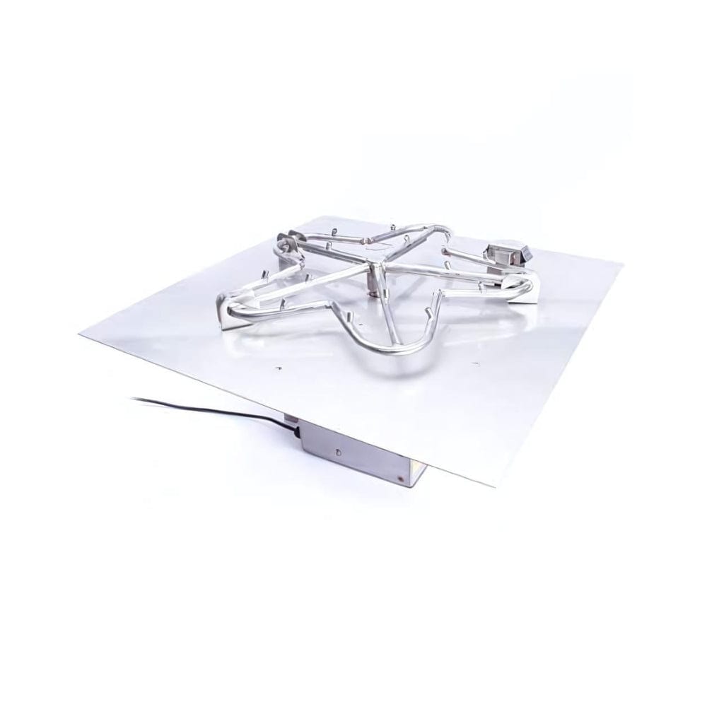 HPC Square Flat Torpedo Gas Fire Pit Insert with Hi/Lo Smart Electronic Ignition Top View - installation view