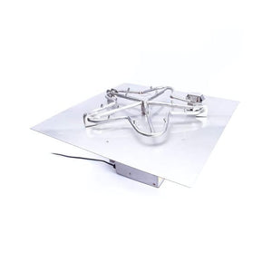 HPC Square Flat Torpedo Gas Fire Pit Insert with On/Off Smart Electronic Ignition Top View