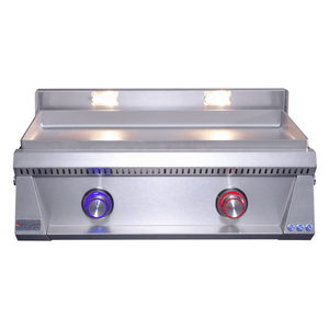 Le Griddle Pro Series 75 30-Inch 2-Burner Built-In Gas Griddle - 6mm Plate with Lights and Valve ON-OFF