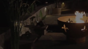 Fire Pit Art Fleur de Lis Handcrafted Carbon Steel Fire Pit