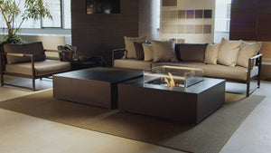 EcoSmart Fire Base 40-Inch Square Fire Pit Table Live Scene Branded