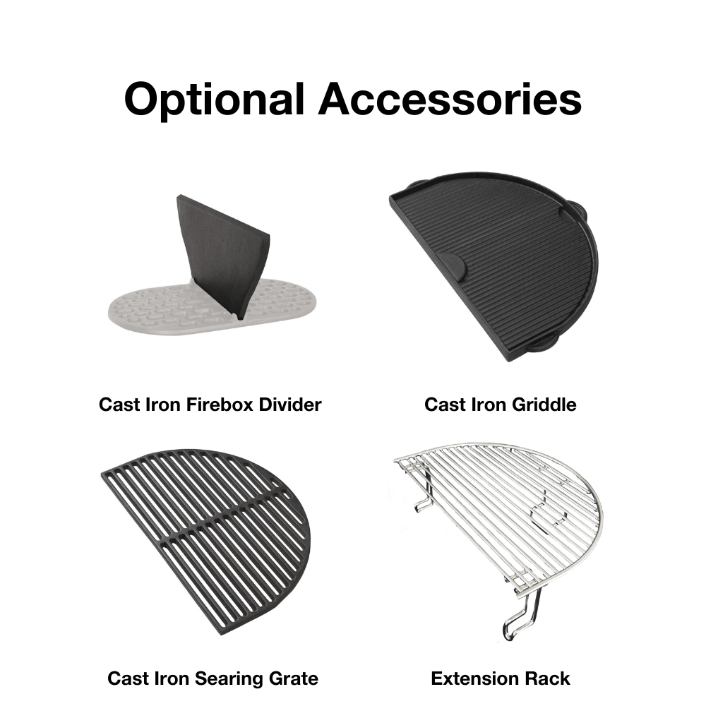 Primo Oval Ceramic Kamado Grill Optional Grill Divider, Griddle, Grate, and Rack