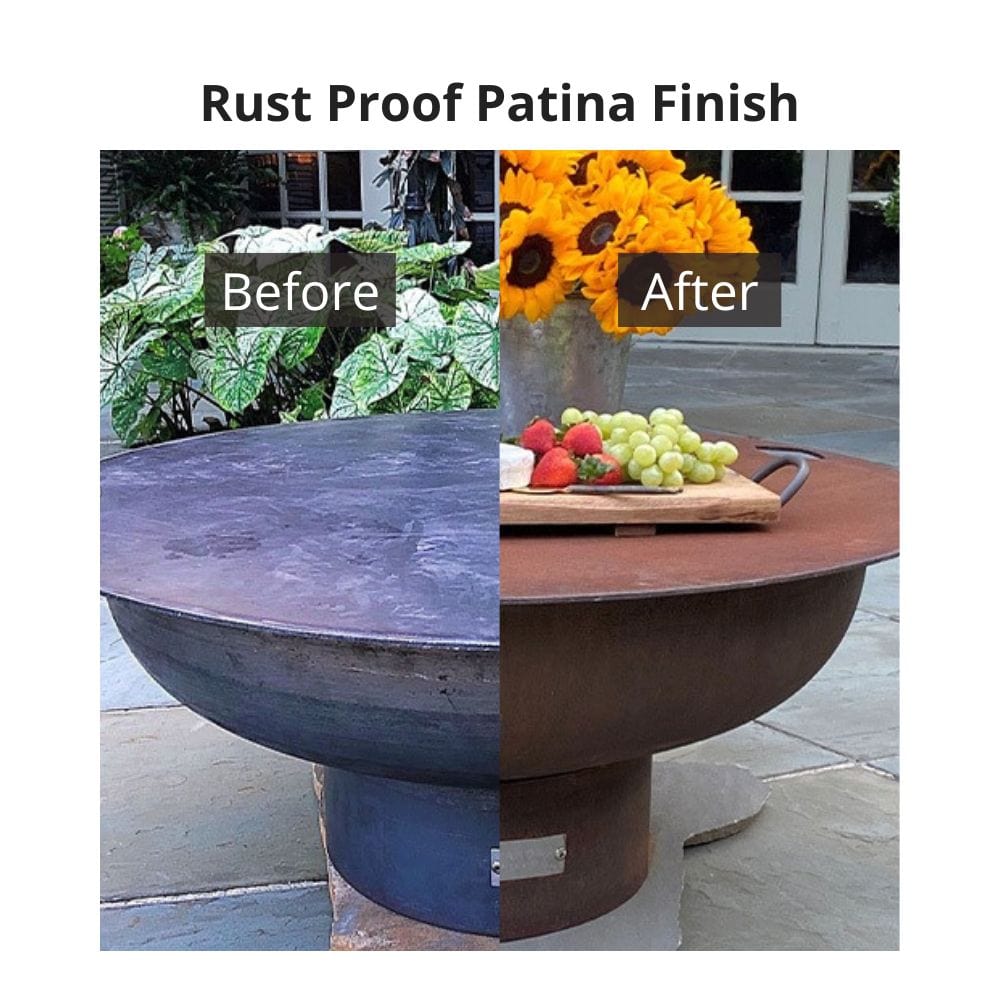 before and after natural rust patina color - angle view