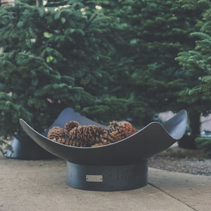 Seasons Fire Pits Quadrilateral Square Steel Fire Pit near christmas trees