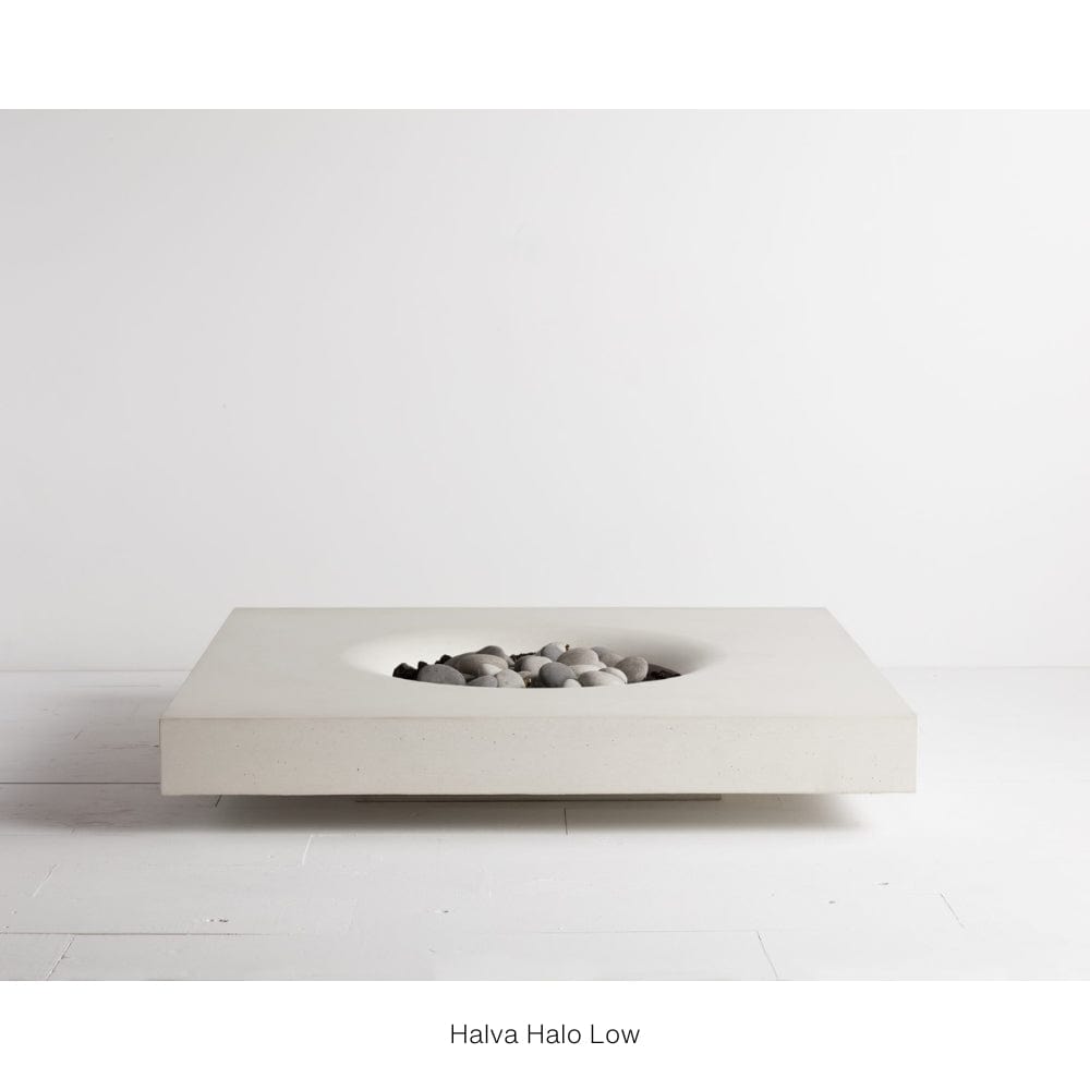 Solus Halo Low Square Concrete Gas Fire Pit in Halva