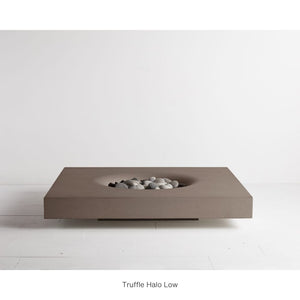 Solus Halo Low Square Concrete Gas Fire Pit in Truffle