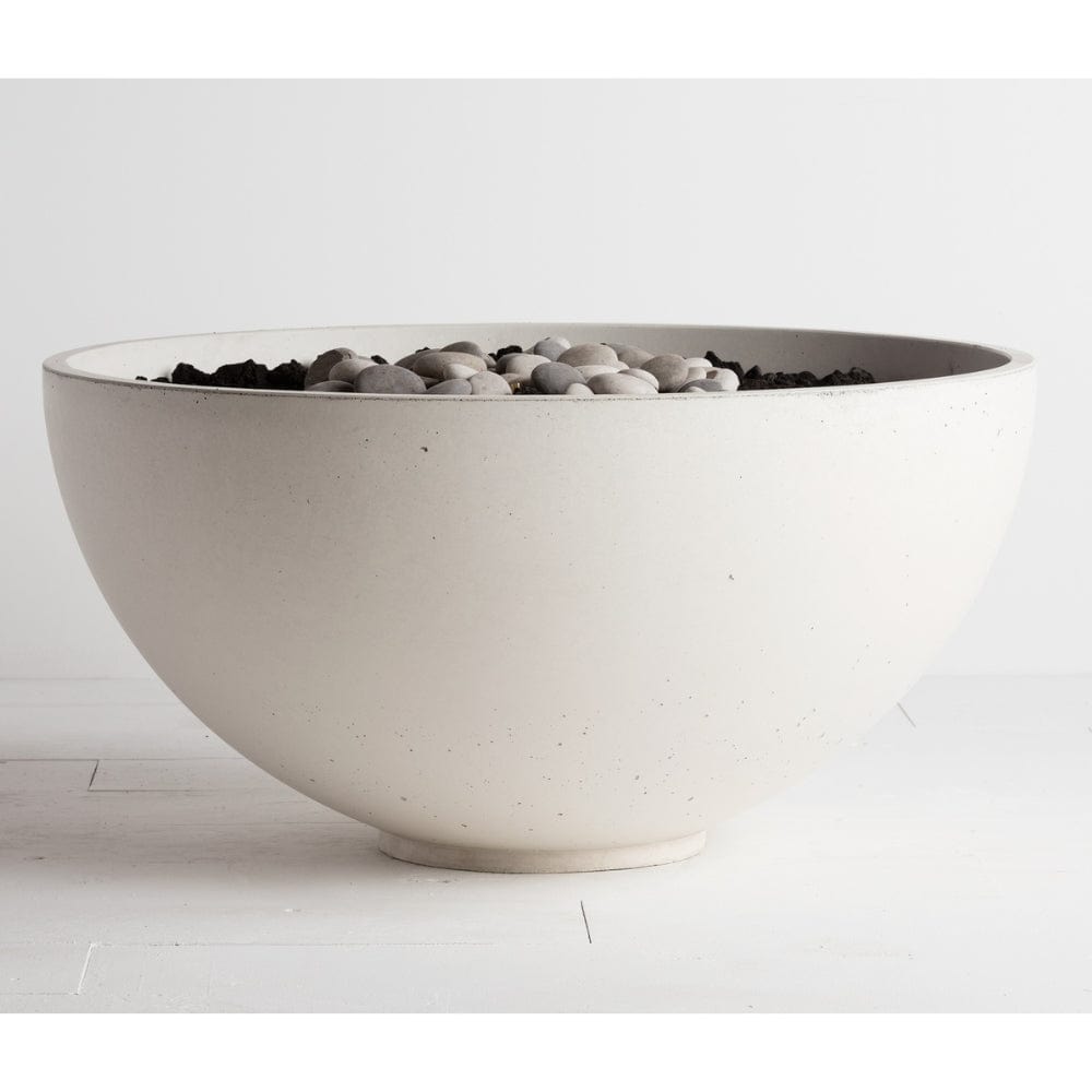 white hemi gas fire pit - room setting