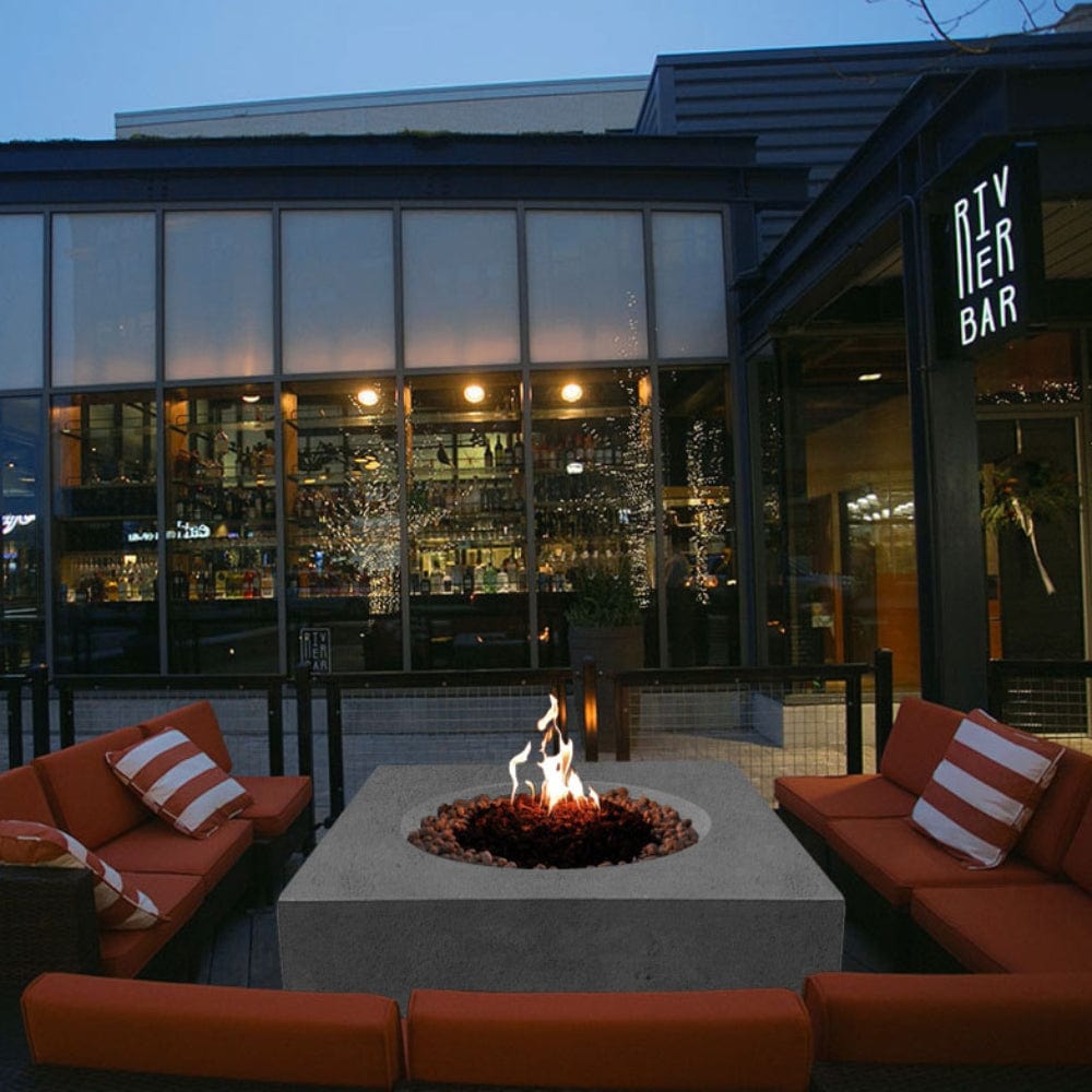 stonelum praga 1 square graphite gas fire pit in a bar