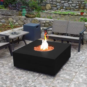 stonelum praga 1 square black gas fire pit with propane tank cover