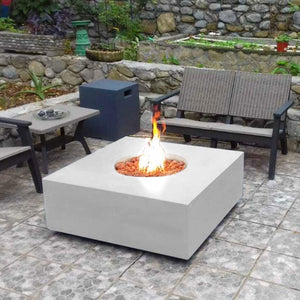 stonelum praga 1 square white gas fire pit with propane tank table