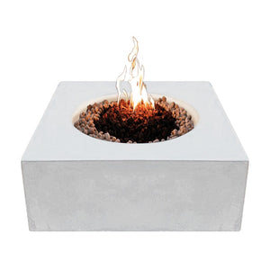 stonelum praga 1 square white gas fire pit top view