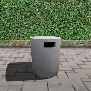 round gray tank cover in garden