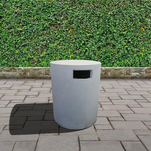 round white tank cover in garden