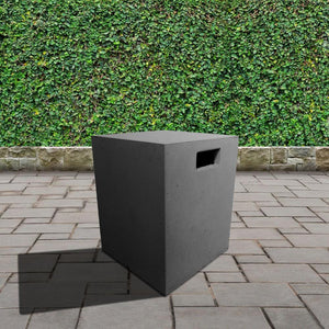 square graphite tank cover in garden