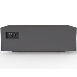 warming trends aon r48 gas fire pit table in charcoal, side view