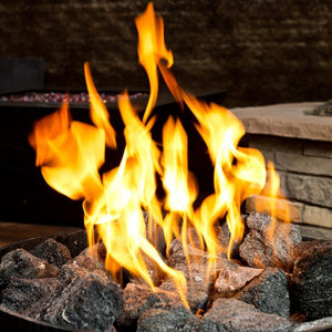 Warming Trends Original CROSSFIRE™ Brass Gas Burner with Flames and Lava Rocks