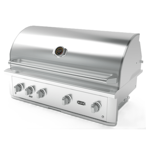 Wildfire Ranch PRO 42-Inch 4-Burner Built-In Gas Grill in Stainless Steel Angled View