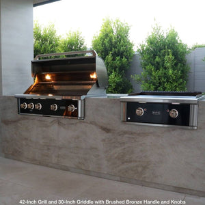Wildfire 42-Inch Grill and 30-Inch Griddle with Brushed Bronze Handle and Knobs