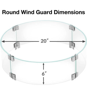 Wine Barrel Dude Round Glass Wind Guard Dimensions