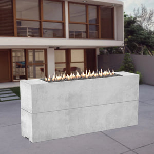 American Fyre Designs Milan Tall White Aspen Fire Pit Table in modern patio