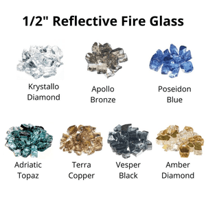 Athena 1/2" Reflective Fire Glass for Fireplaces and Fire Pits, 7 Colors