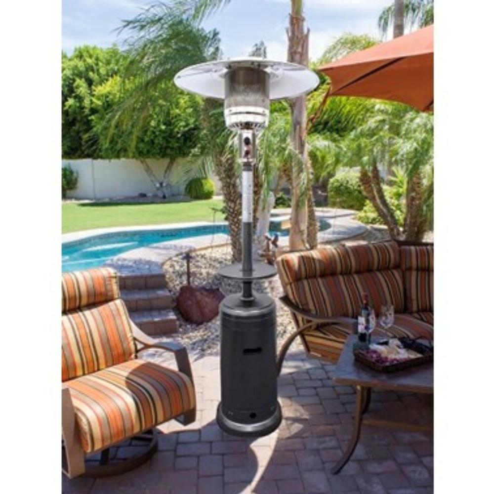 AZ Patio Heaters Hiland Hammered Silver Propane Patio Heater with Table