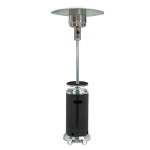 AZ Patio Heaters Hiland Two-Tone Stainless Steel & Black Portable Propane Patio Heater with Table