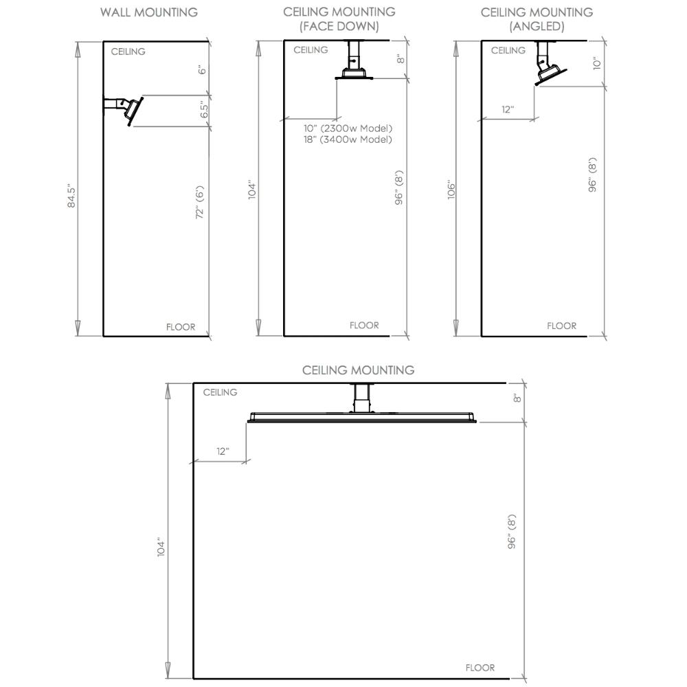 Bromic Platinum Smart-Heat Electric Patio Heater Mounting Options